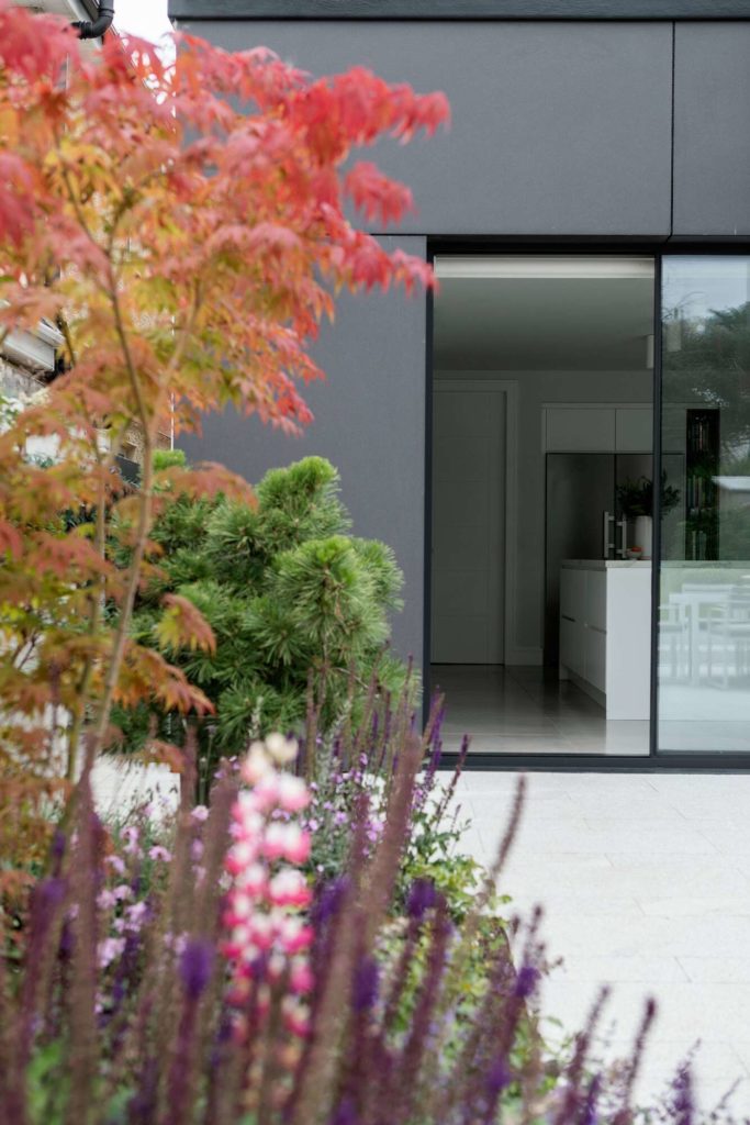 Ultraline 2 panel sliding door in modern zinc clad extension