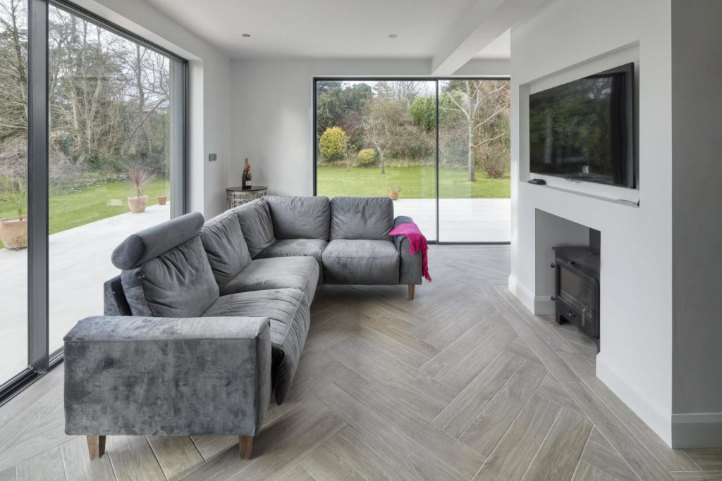 Highleaze grey aluminium Ultraline slimline sliding doors