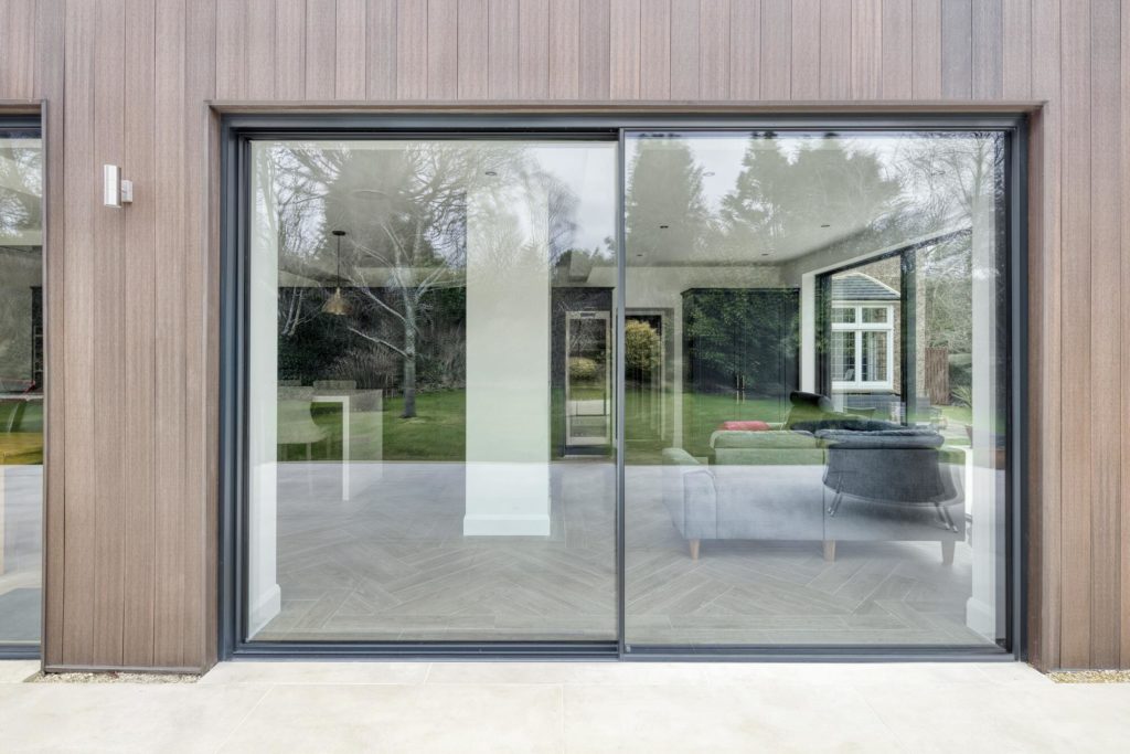 Highleaze grey aluminium Ultraline slimline sliding doors