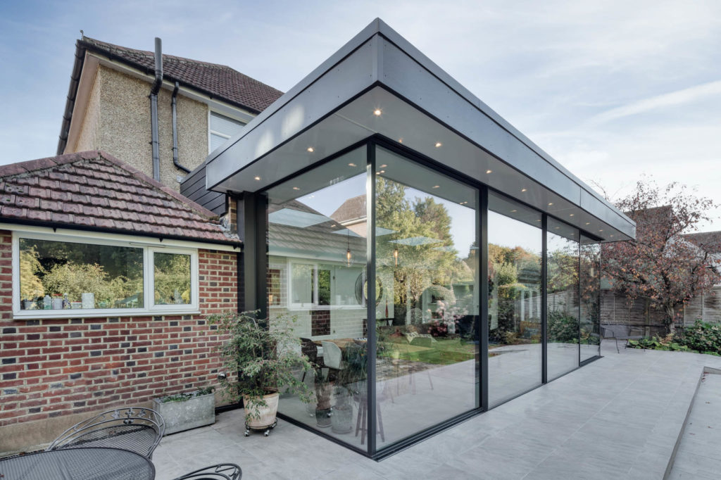 Ultraline 4 panel sliding doors with glass to glass corners installation Watford